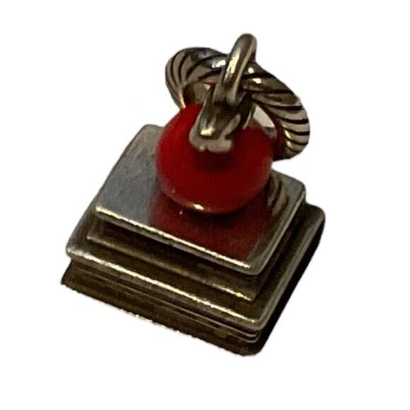 Vintage "Teachers Rule" Apple Charm Pendant With Stack Of Books Design - Picture 6 of 6